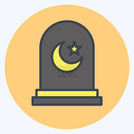 Illustration for Icon Cemetery. related to Ramadan symbol. color mate style. simple design editable. simple illustration - Royalty Free Image