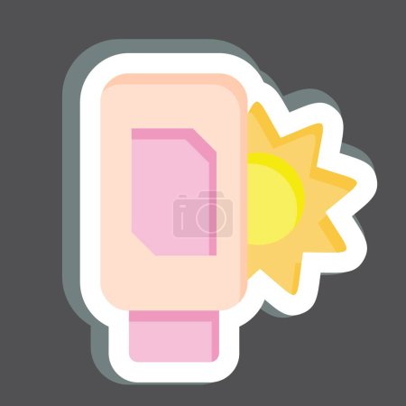 Illustration for Sticker Sunscreen. related to Cosmetic symbol. simple design editable. simple illustration - Royalty Free Image