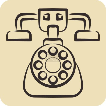 Ilustración de Icono de teléfono. relacionado con Símbolo de decoración vintage. estilo dibujado a mano. diseño simple editable. ilustración simple - Imagen libre de derechos