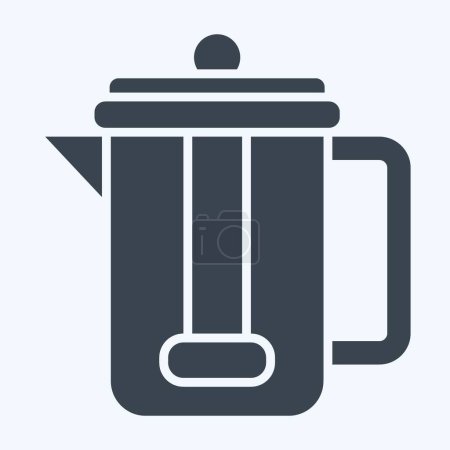 Ilustración de Icono Prensa Francesa. relacionado con el símbolo del café. estilo glifo. diseño simple editable. ilustración simple - Imagen libre de derechos