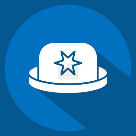 Icono Bowler. relacionado con el símbolo del sombrero. estilo de sombra larga. diseño simple editable. ilustración simple