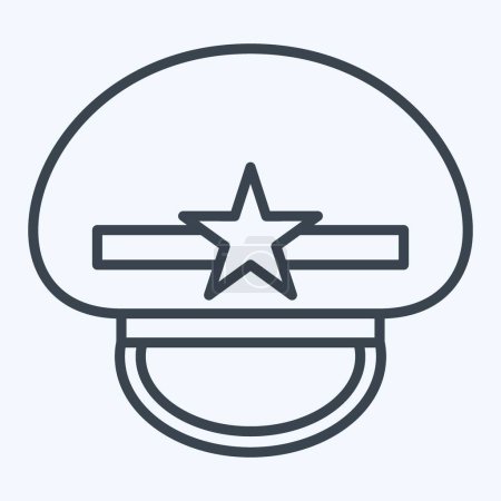 Ilustración de Icono militar Cap. relacionado con el símbolo del sombrero. estilo de línea. diseño simple editable. ilustración simple - Imagen libre de derechos
