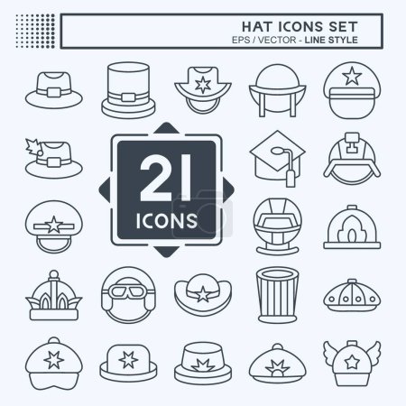 Icon Set Hat. relacionado con el símbolo Accesorios. estilo de línea. diseño simple editable. ilustración simple