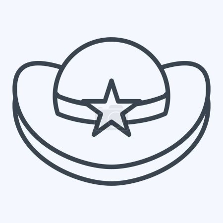 Ilustración de Icono Sombrero Vaquero. relacionado con el símbolo del sombrero. estilo de línea. diseño simple editable. ilustración simple - Imagen libre de derechos