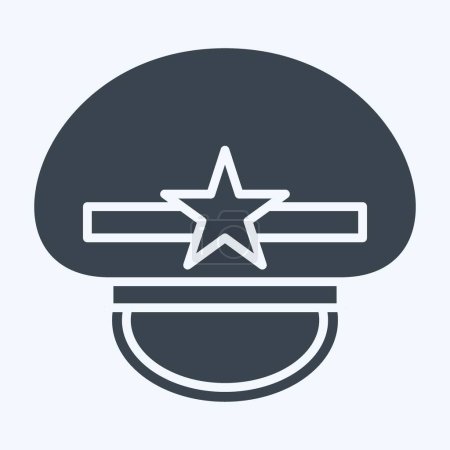 Ilustración de Icono militar Cap. relacionado con el símbolo del sombrero. estilo glifo. diseño simple editable. ilustración simple - Imagen libre de derechos
