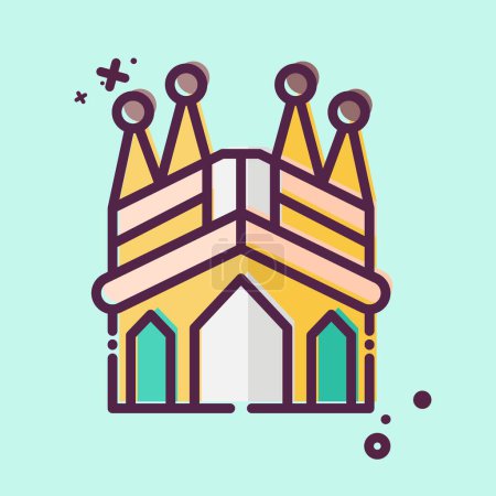 Illustration for Icon Sagrada Familia. related to Spain symbol. MBE style. simple design editable. simple illustration - Royalty Free Image