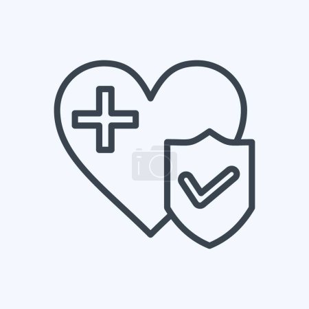 Ikone Krankenversicherung. im Zusammenhang mit dem Finanzsymbol. Linienstil. einfaches Design editierbar. Einfache Illustration