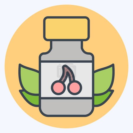 Ikone Vitamine. mit veganem Symbol verwandt. Farbe Mate-Stil. einfaches Design editierbar. Einfache Illustration