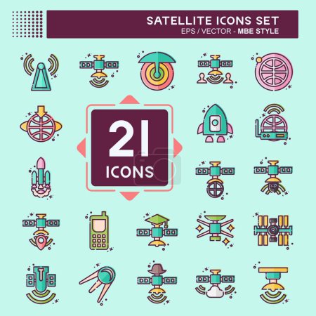 Icon Set Satellite. related to Space symbol. MBE style. simple design editable. simple illustration