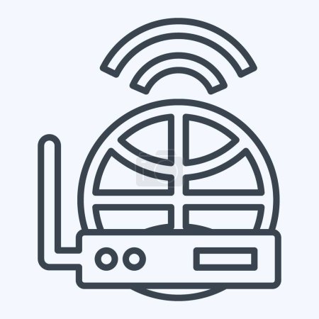 Icon Internet Receiver. im Zusammenhang mit Satelliten-Symbol. Linienstil. einfaches Design editierbar. Einfache Illustration