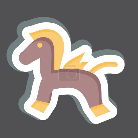 Pegatina Rocking Horse. relacionado con el símbolo del jardín de infantes. diseño simple editable. ilustración simple
