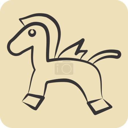 Icono Rocking Horse. relacionado con el símbolo del jardín de infantes. estilo dibujado a mano. diseño simple editable. ilustración simple