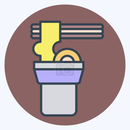 Icon Noodle. related to Picnic symbol. color mate style. simple design editable. simple illustration