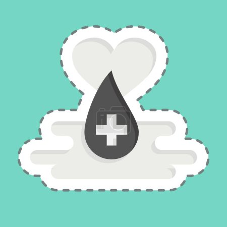 La línea adhesiva cortó gotas de sangre. relacionado con el símbolo de donación de sangre. diseño simple editable. ilustración simple