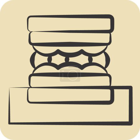 Symbolbild Sandwich. mit Picknick-Symbol verwandt. handgezeichneten Stil. einfaches Design editierbar. Einfache Illustration