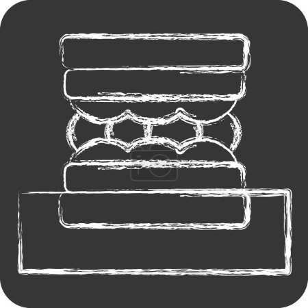 Symbolbild Sandwich. mit Picknick-Symbol verwandt. Kreide-Stil. einfaches Design editierbar. Einfache Illustration
