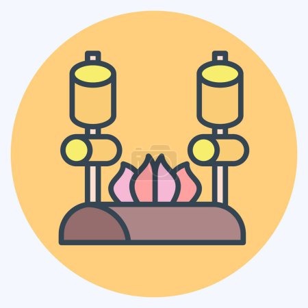 Icon Bonfire. related to Picnic symbol. color mate style. simple design editable. simple illustration