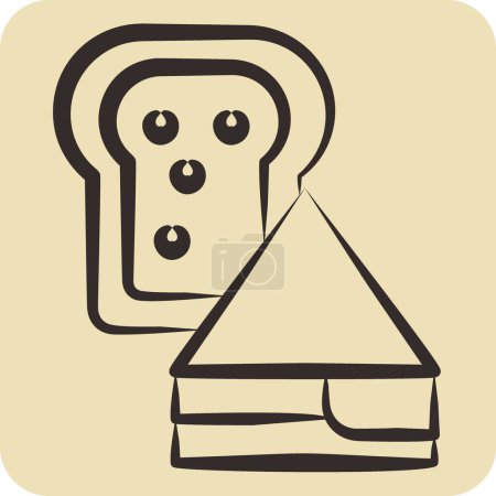 Symbolbild Sandwich. im Zusammenhang mit Fast Food Symbol. handgezeichneten Stil. einfaches Design editierbar. Einfache Illustration