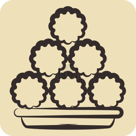 Ikone Frikadelle. im Zusammenhang mit Fast Food Symbol. handgezeichneten Stil. einfaches Design editierbar. Einfache Illustration