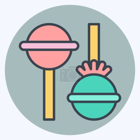 Ikone Lolipop. im Zusammenhang mit Fast Food Symbol. Farbe Mate-Stil. einfaches Design editierbar. Einfache Illustration