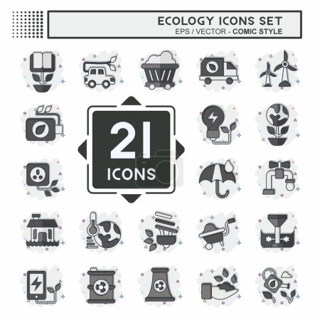 Icône Set Ecology. lié au symbole Éducation. style comique. conception simple modifiable. illustration simple