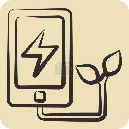 Icono móvil. relacionado con el símbolo de Ecología. estilo dibujado a mano. diseño simple editable. ilustración simple