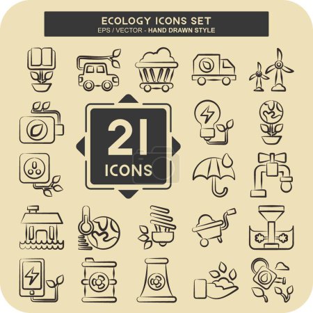 Icône Set Ecology. lié au symbole Éducation. style dessiné à la main. conception simple modifiable. illustration simple