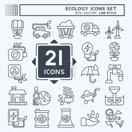 Ilustración de Icon Set Ecología. relacionado con el símbolo de la educación. estilo de línea. diseño simple editable. ilustración simple - Imagen libre de derechos
