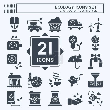 Icône Set Ecology. lié au symbole Éducation. style glyphe. conception simple modifiable. illustration simple