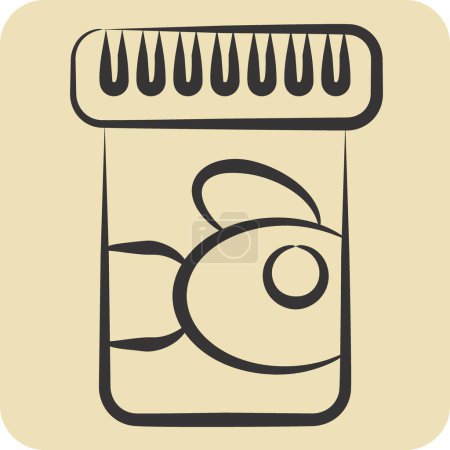 Ikone Fischfutter. im Zusammenhang mit dem Symbol Milch und Trinken. handgezeichneten Stil. einfaches Design editierbar. Einfache Illustration
