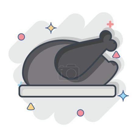 Illustration for Icon Dinner. related to Leisure and Travel symbol. comic style. simple design illustration. - Royalty Free Image