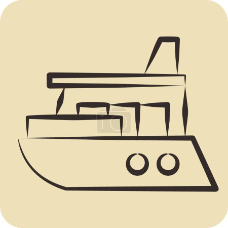 Illustration for Icon Yacht. related to Diving symbol. hand drawn style. simple design illustration - Royalty Free Image