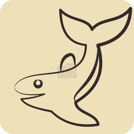 Icon Whale. related to Diving symbol. hand drawn style. simple design illustration