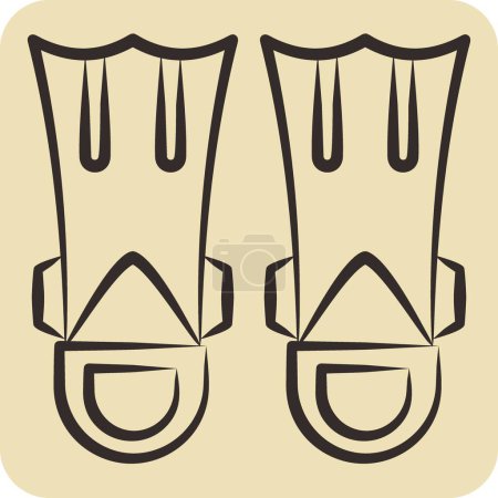 Icon Fins Diving. related to Diving symbol. hand drawn style. simple design illustration