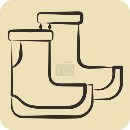 Illustration for Icon Boots. related to Diving symbol. hand drawn style. simple design illustration - Royalty Free Image