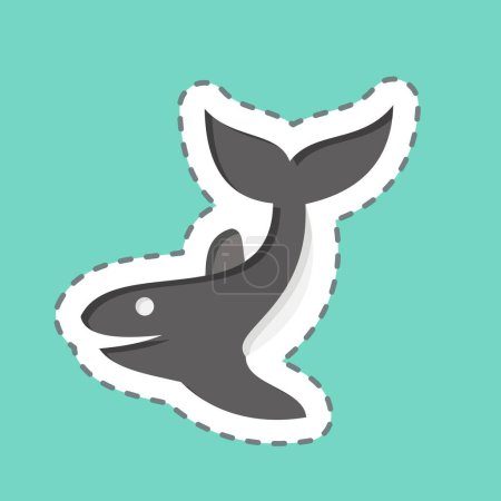 Sticker line cut Whale. related to Diving symbol. simple design illustration
