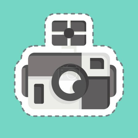 Sticker line cut Photo Camera Diving. related to Diving symbol. simple design illustration