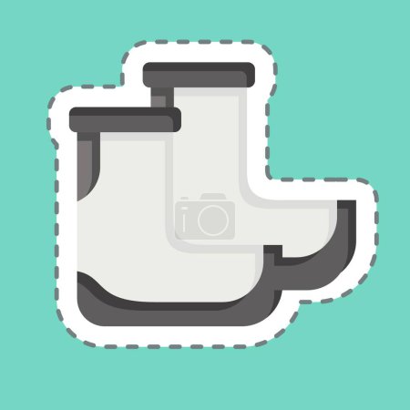 Sticker line cut Boots. related to Diving symbol. simple design illustration