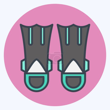Icon Fins Diving. related to Diving symbol. color mate style. simple design illustration