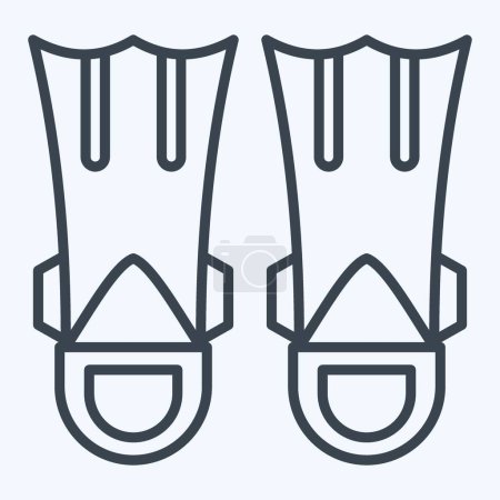Icon Fins Diving. related to Diving symbol. line style. simple design illustration