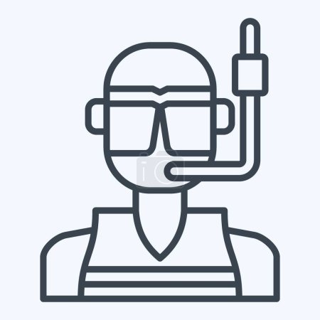 Illustration for Icon Diving Glasses. related to Diving symbol. line style. simple design illustration - Royalty Free Image