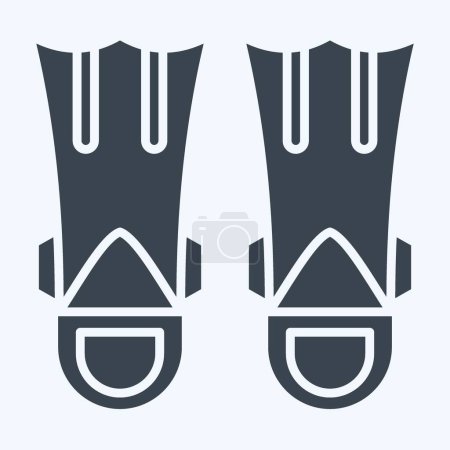 Illustration for Icon Fins Diving. related to Diving symbol. glyph style. simple design illustration - Royalty Free Image