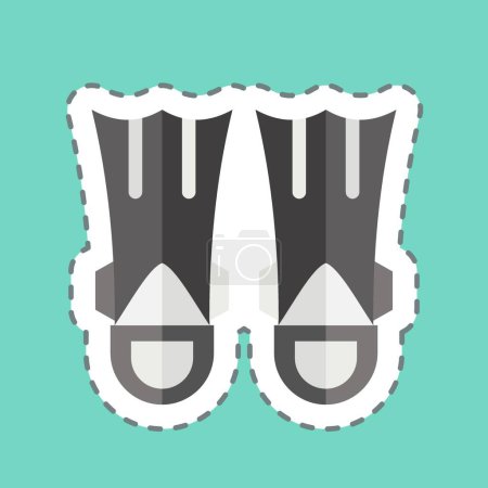 Sticker line cut Fins Diving. related to Diving symbol. simple design illustration