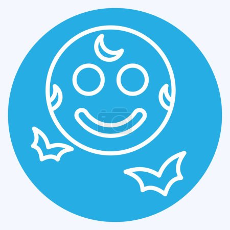 Icon Full Moon. related to Halloween symbol. blue eyes style. simple design illustration