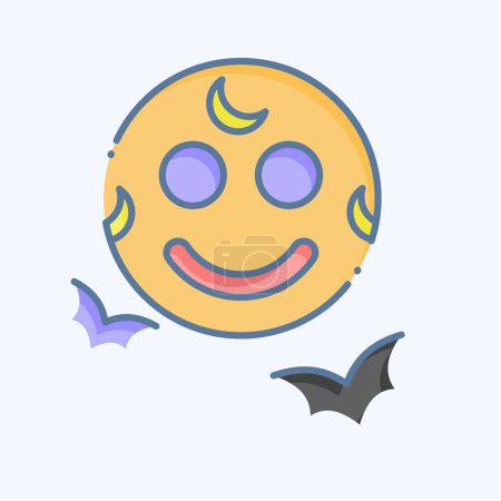 Icon Full Moon. related to Halloween symbol. doodle style. simple design illustration