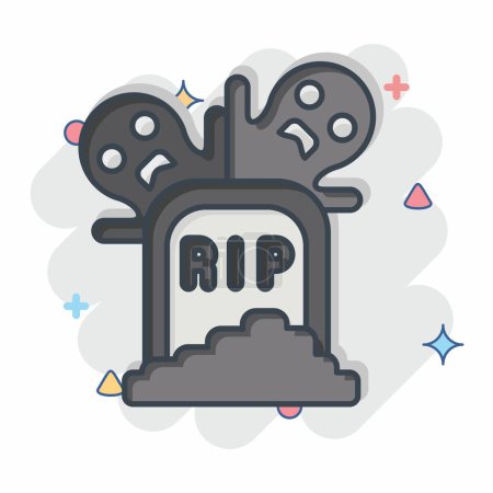 Icon Tomb. related to Halloween symbol. comic style. simple design illustration