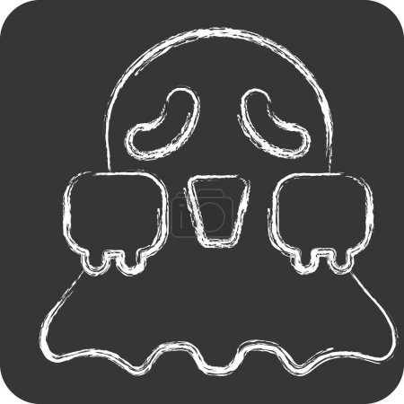 Ikonen-Geist. verwandt mit dem Symbol für Halloween. Kreide-Stil. einfache Design-Illustration