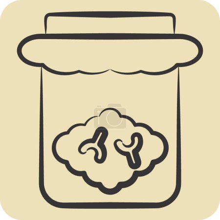 Ilustración de Icon Brain Jar. relacionado con el símbolo de Halloween. estilo dibujado a mano. ilustración de diseño simple - Imagen libre de derechos