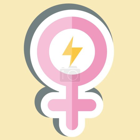 Sticker Girl Power. related to Woman Day symbol. simple design illustration