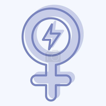 Ikone Girl Power. verwandt mit dem Symbol des Frauentages. Zwei-Ton-Stil. einfache Design-Illustration